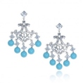Серьги Серебро 925, бирюза синт, циркон 025 352 01 21-02774 2010 г инфо 5782w.